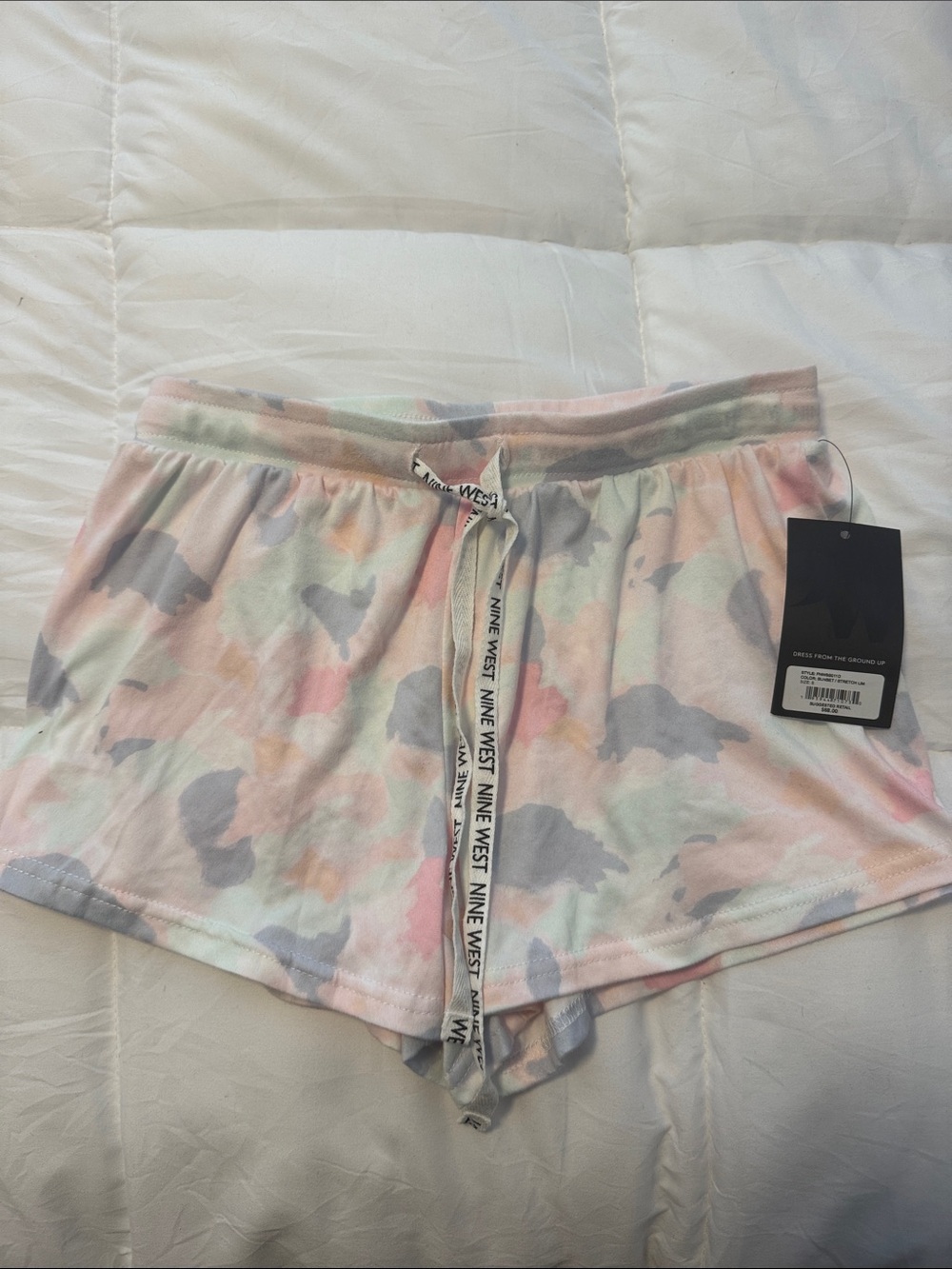 Nine West Pastel Camouflage Lounge Shorts - Pink, Gray, Mint